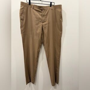 Mantoni Men's Khaki Dress Pants – Classic Straight Fit Pants 100% Wool